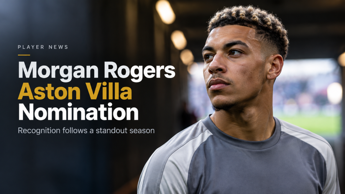 Morgan Rogers Aston Villa Nomination editorial football portrait in a stadium tunnel