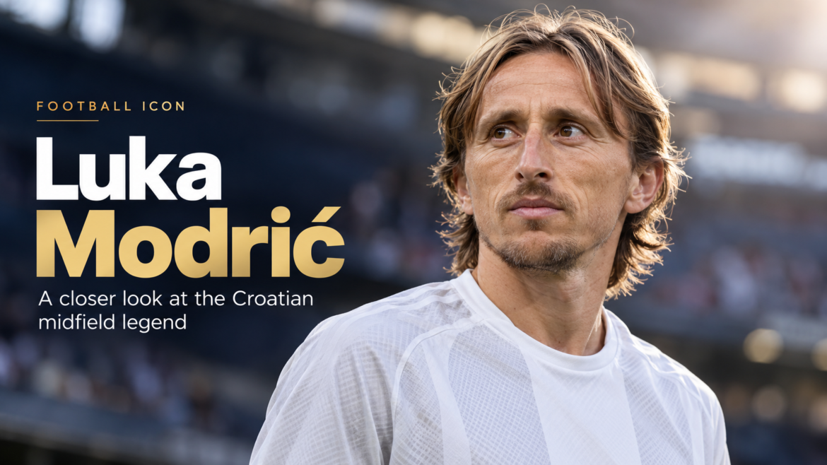 Luka Modrić editorial football portrait in a stadium setting