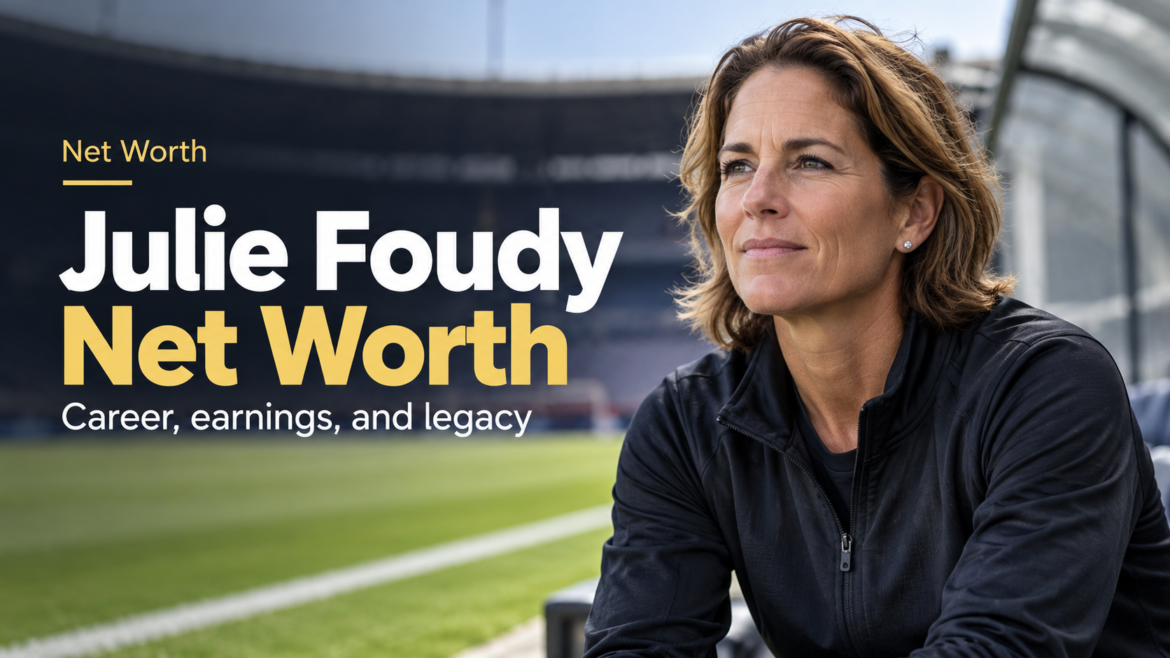 Julie Foudy Net Worth featured image with football stadium background