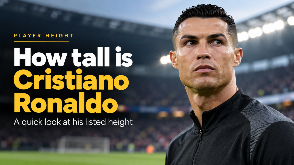 Cristiano Ronaldo in a football stadium for an article about how tall Cristiano Ronaldo is.