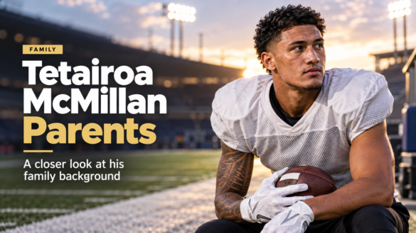 Tetairoa McMillan Parents – American football wide receiver portrait in a stadium setting